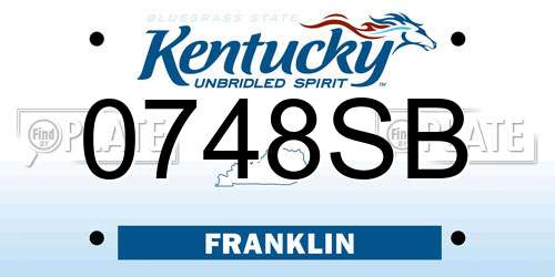 0748SB Kentucky License Plate