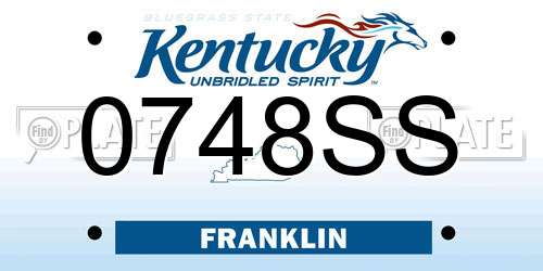 0748SS Kentucky License Plate