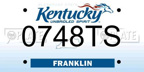 0748TS Kentucky License Plate