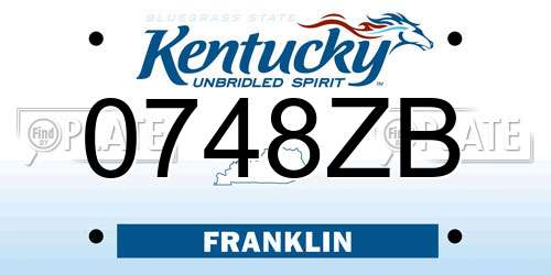 0748ZB Kentucky License Plate