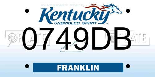 0749DB Kentucky License Plate