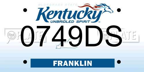 0749DS Kentucky License Plate
