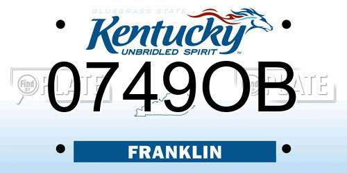 0749OB Kentucky License Plate