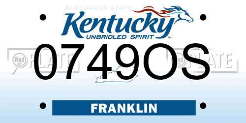 0749OS Kentucky License Plate