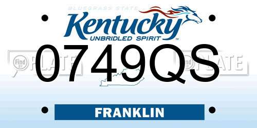 0749QS Kentucky License Plate