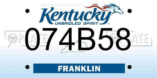 074B58 Kentucky License Plate