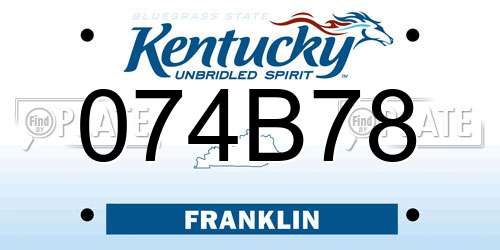 074B78 Kentucky License Plate