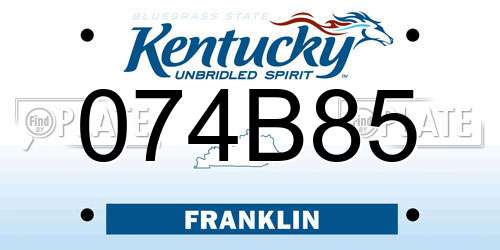 074B85 Kentucky License Plate