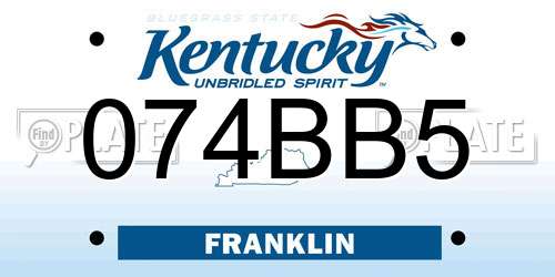 074BB5 Kentucky License Plate