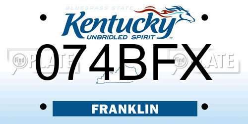 074BFX Kentucky License Plate