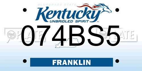074BS5 Kentucky License Plate
