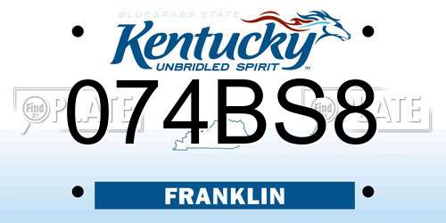 074BS8 Kentucky License Plate