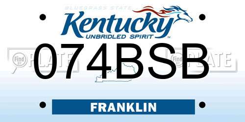 074BSB Kentucky License Plate