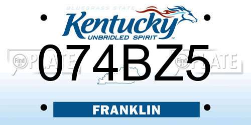 074BZ5 Kentucky License Plate