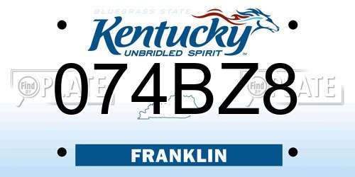 074BZ8 Kentucky License Plate