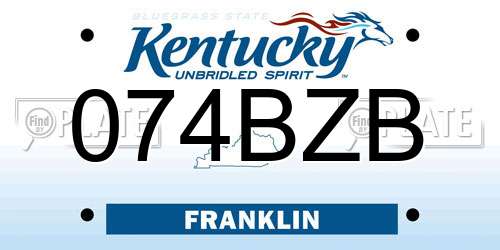 074BZB Kentucky License Plate