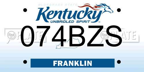 074BZS Kentucky License Plate