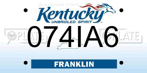 074IA6 Kentucky License Plate
