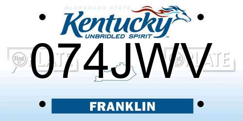 074JWV Kentucky License Plate