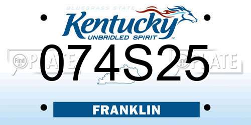 074S25 Kentucky License Plate