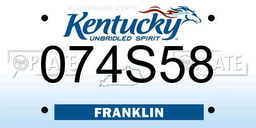 074S58 Kentucky License Plate