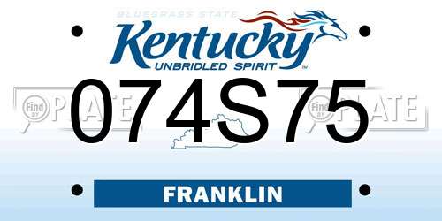 074S75 Kentucky License Plate