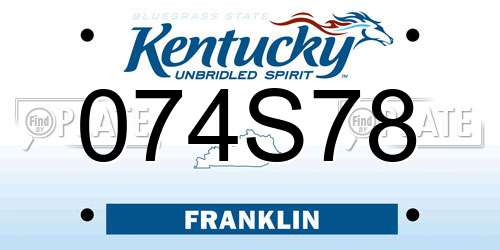 074S78 Kentucky License Plate