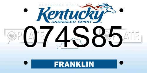 074S85 Kentucky License Plate