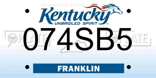074SB5 Kentucky License Plate