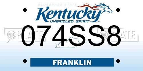 074SS8 Kentucky License Plate