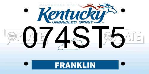 074ST5 Kentucky License Plate