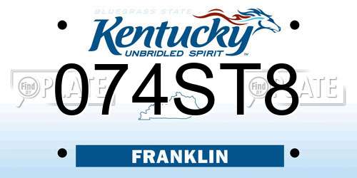 074ST8 Kentucky License Plate