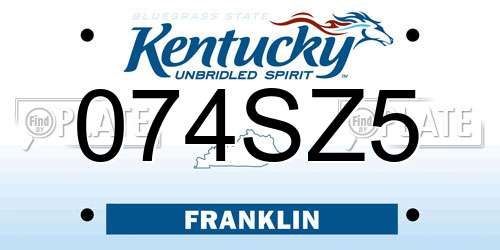074SZ5 Kentucky License Plate
