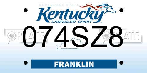 074SZ8 Kentucky License Plate
