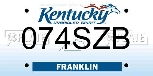 074SZB Kentucky License Plate