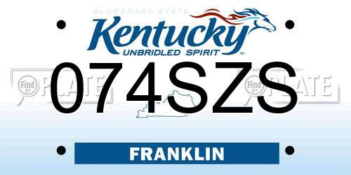 074SZS Kentucky License Plate