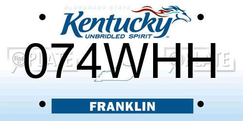 074WHH Kentucky License Plate
