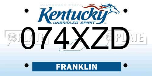 074XZD Kentucky License Plate