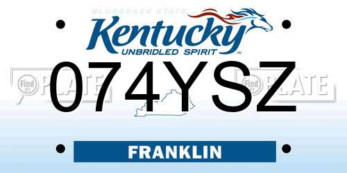 074YSZ Kentucky License Plate