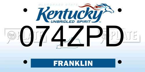 074ZPD Kentucky License Plate