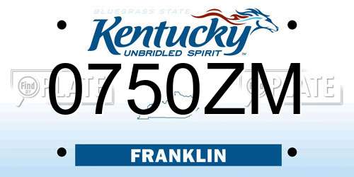 0750ZM Kentucky License Plate
