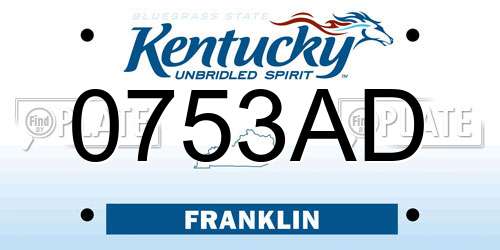 0753AD Kentucky License Plate
