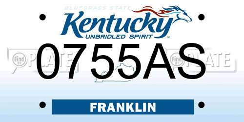 0755AS Kentucky License Plate