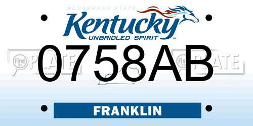 0758AB Kentucky License Plate