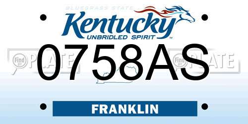0758AS Kentucky License Plate