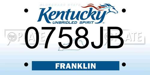0758JB Kentucky License Plate