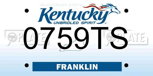 0759TS Kentucky License Plate