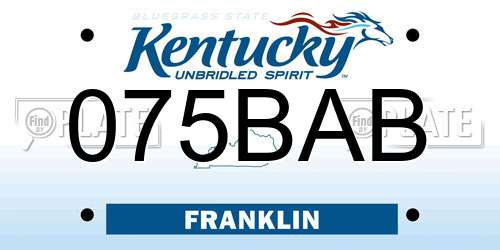 075BAB Kentucky License Plate