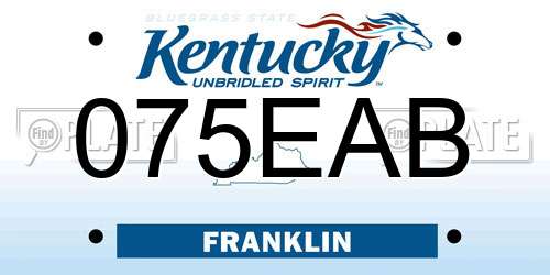 075EAB Kentucky License Plate