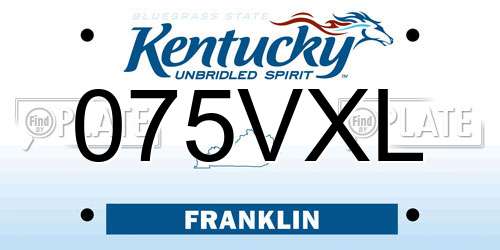 075VXL Kentucky License Plate